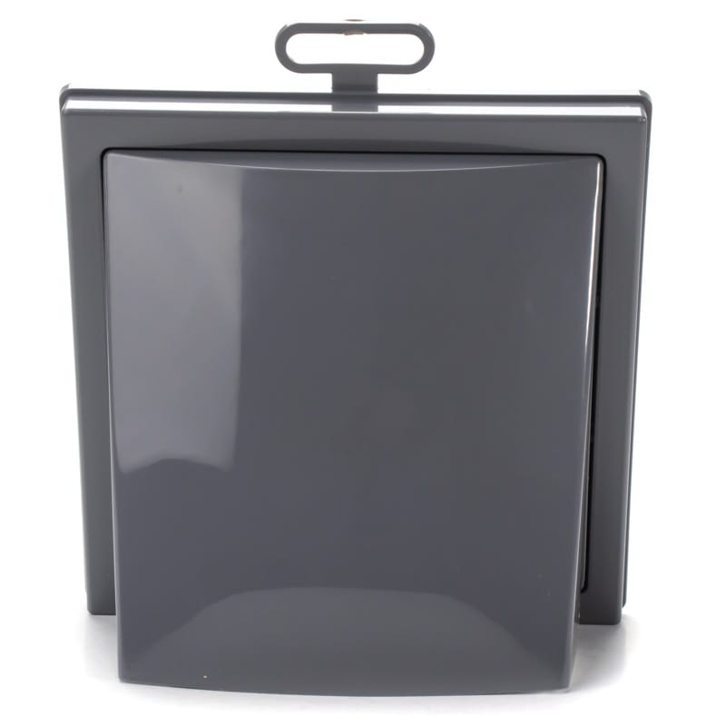 Grila ventilatie Ø125 patrata 150x150 cu flansa si clapeta antiretur, Grey