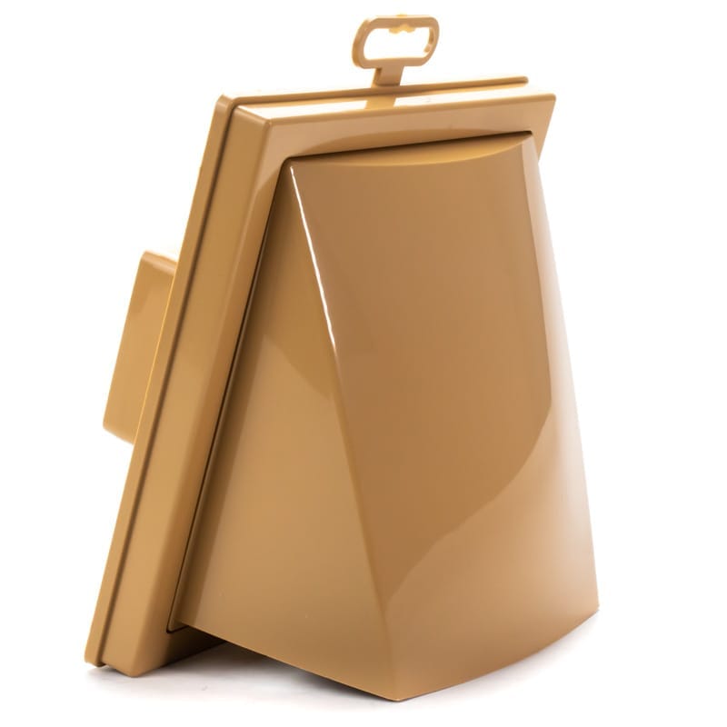 Grila ventilatie Ø100x55mm, patrata cu clapeta antiretur, exterior 150x150, ASA plastic, Beige