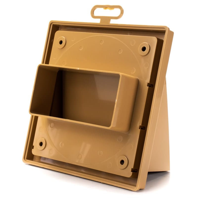 Grila ventilatie Ø100x55mm, patrata cu clapeta antiretur, exterior 150x150, ASA plastic, Beige