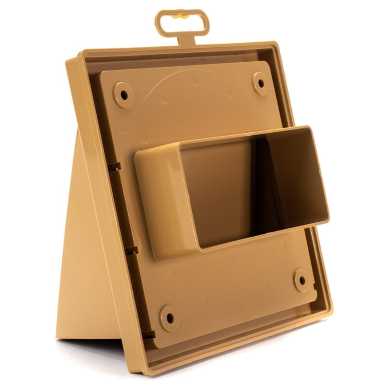 Grila ventilatie Ø100x55mm, patrata cu clapeta antiretur, exterior 150x150, ASA plastic, Beige