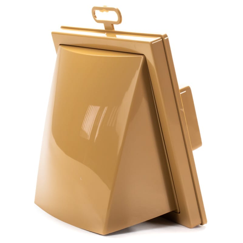 Grila ventilatie Ø100x55mm, patrata cu clapeta antiretur, exterior 150x150, ASA plastic, Beige