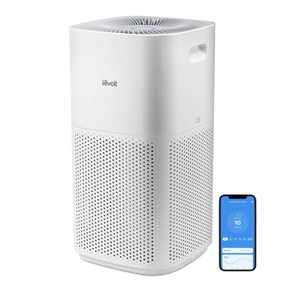 Purificator de aer Smart Levoit Core 600S Wi-Fi, Filtru 3 in 1 True HEPA, Senzor Calitate Aer, Mod Auto, Alexa, Google Home, Panou Comanda Touch Screen, Control Remote, Alb
