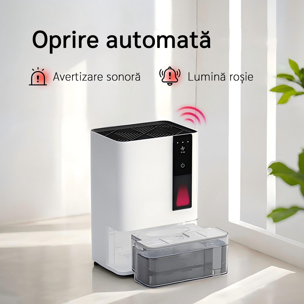 Dezumidificator Evoair HIDRY PLUS, 900ml/24h, Lumina ambientala in 7 culori, Rezervor 1.9l, 3 Viteze, Functie Auto Dezghetare, Alb