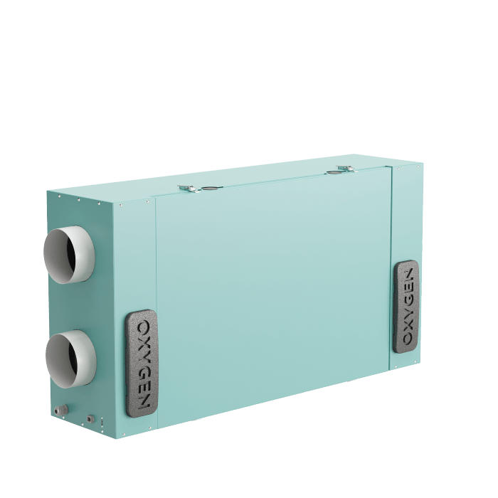 Centrala de Ventilatie cu recuperare de caldura Oxygen Easy C250 cu montaj pe tavan, Debit de aer 243 m3/h, Panou de control cu WiFi, Cu preheater adaptiv de 800W, Montaj pe dreapta