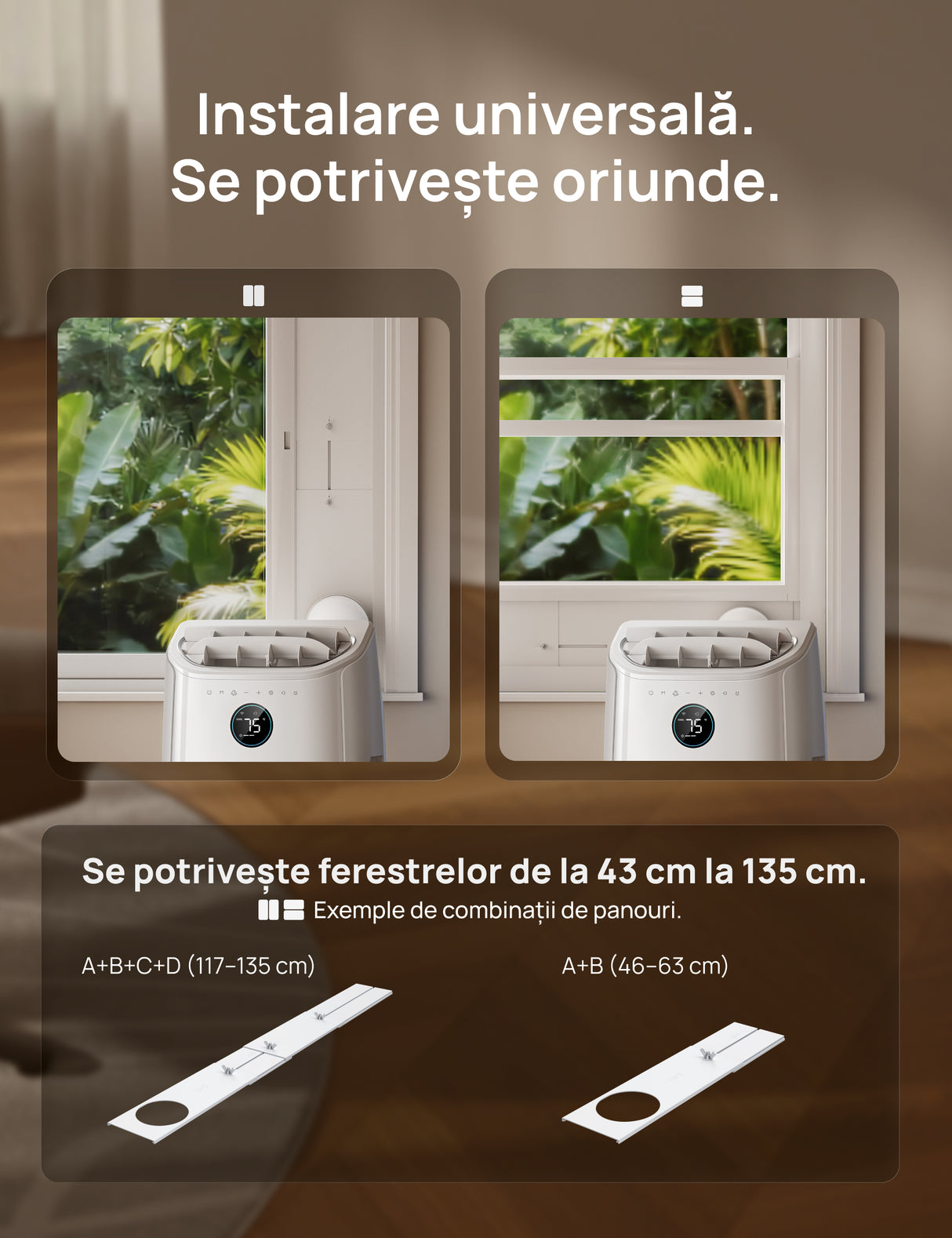Aer Condiționat Portabil Smart Dreo DR-HAC005S, 12000 BTU, Telecomandă, 3 Moduri Funcționare (Răcire/Ventilator/Dezumidificare), Timer 24H, Control WiFi, Display LED, Kit Fereastră Inclus, Alb