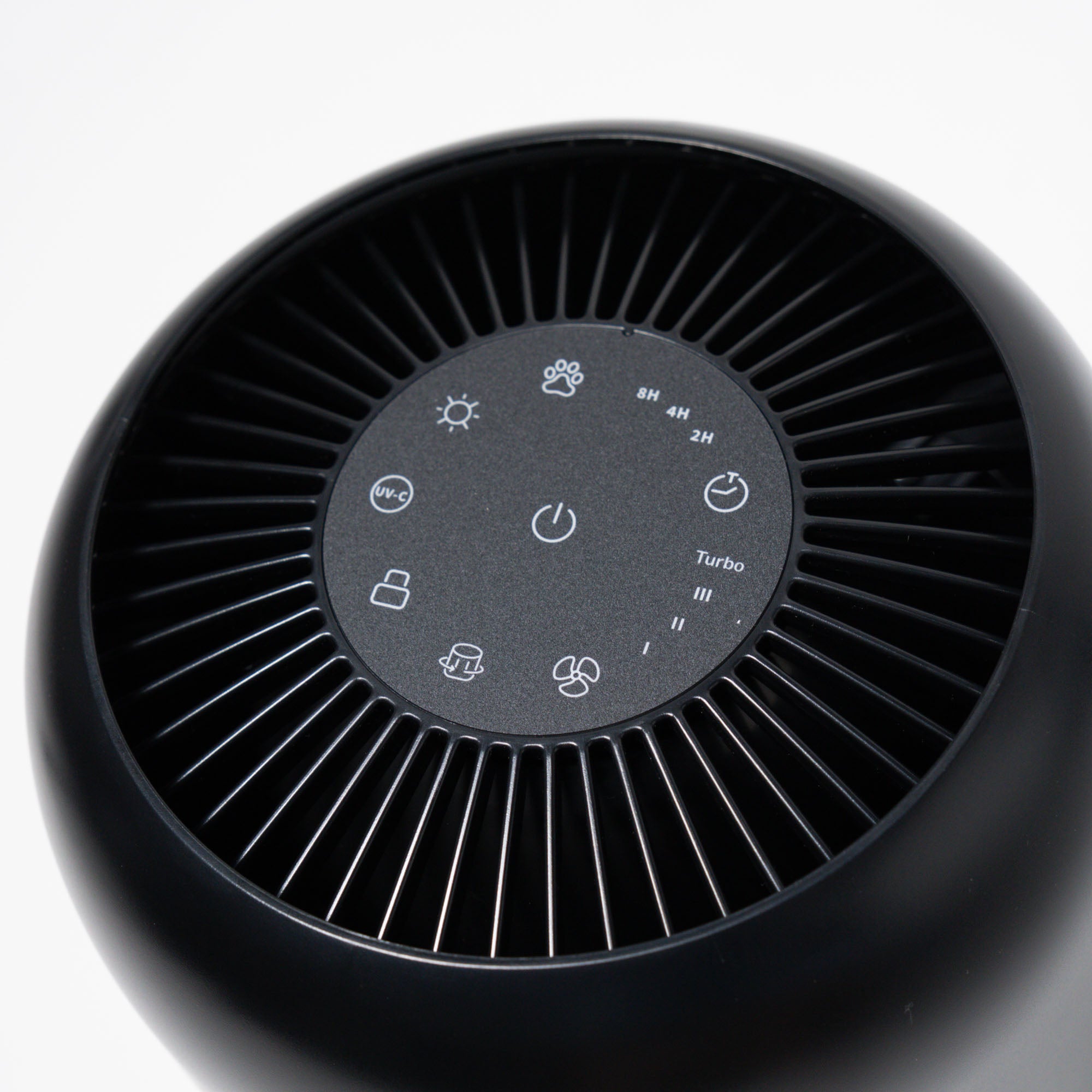 Purificator de aer Evoair, Yuvo, Lampă UV-C, Filtru 3in1, True Hepa, Carbon Activ, Pre-filtru, 4 viteze, Funcție Polen/Animale, Mod Noapte, Blocare Ecran, Lumină Ambientală, Negru