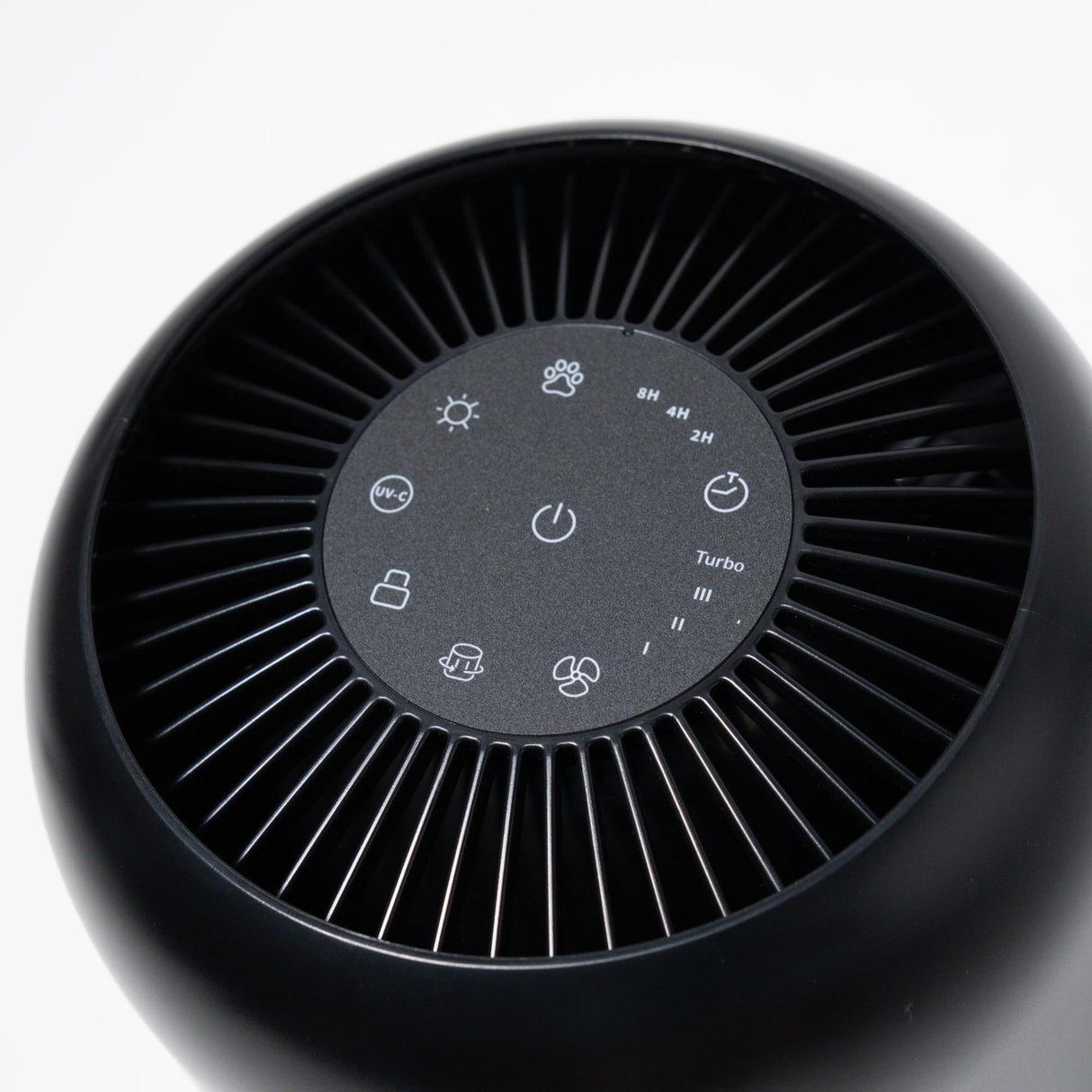 Purificator de aer Evoair, Yuvo, Lampă UV-C, Filtru 3in1, True Hepa, Carbon Activ, Pre-filtru, 4 viteze, Funcție Polen/Animale, Mod Noapte, Blocare Ecran, Lumină Ambientală, Negru