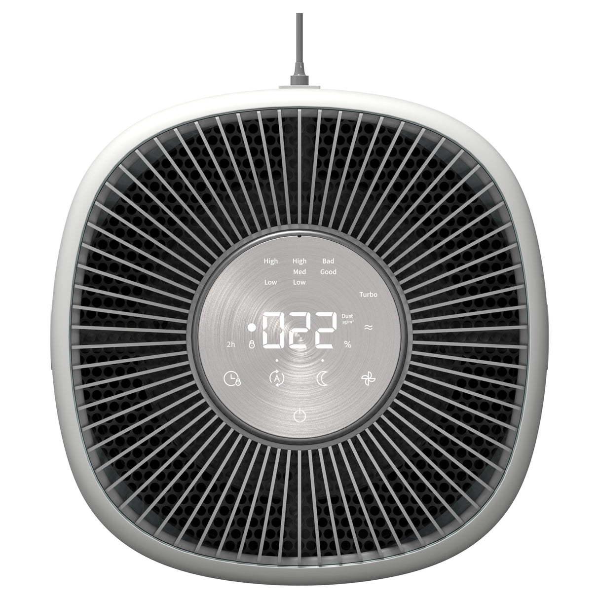 Purificator aer Evoair Aero600, Smart, Wifi, 600 m³/h, Filtru 3in1 True HEPA, Carbon Activ, Pre-filtru, Mod Auto, Mod de noapte, 3 trepte de vitezaTimer, Pana la 150 m2, Alb&Gri
