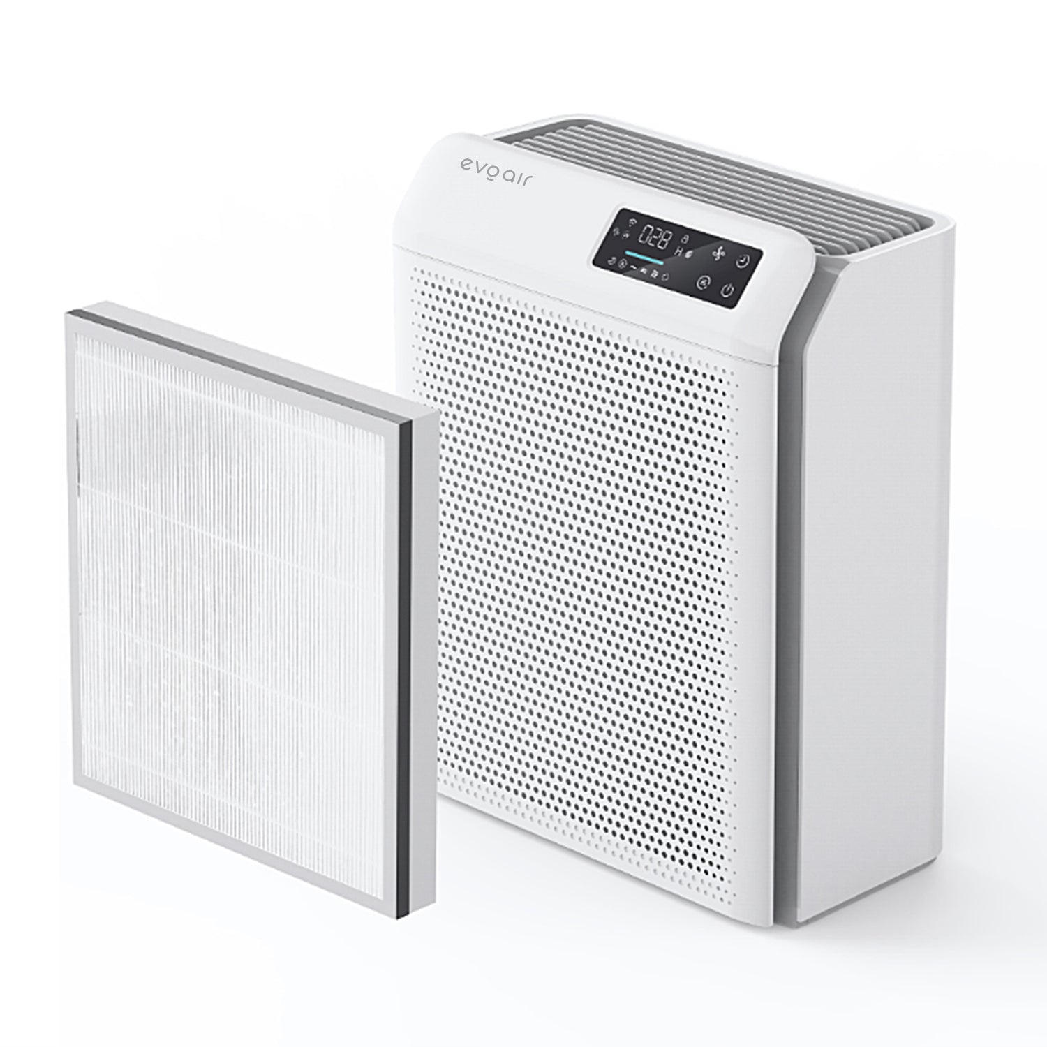 Purificator de aer Evoair HOMI P300, CADR 300m³/h, WI-FI, Filtru True Hepa, Mod Auto, Lampa UV, Ionizare, 6 Moduri Functionare, Senzor Calitate Aer, Alb