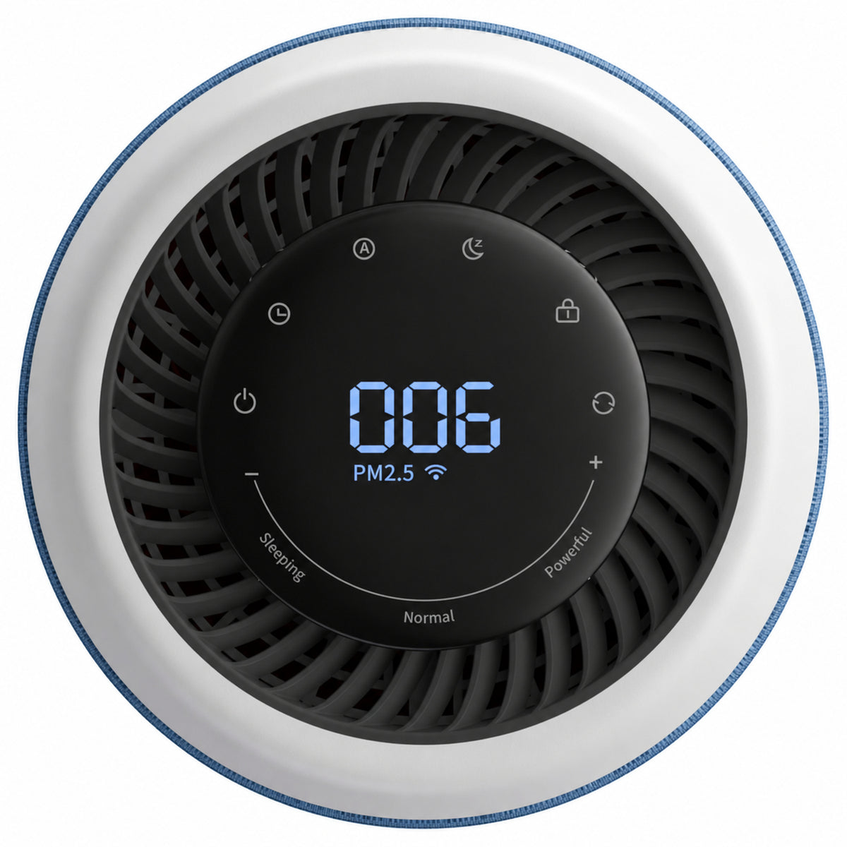 Purificator de aer Evoair, Joy, Wi-Fi, Filtru 4in1, True Hepa, Carbon Activ, Prefiltru Textil, 10 viteze, Monitorizare PM2.5, Mod Noapte, Blocare Ecran, Lumină Ambientală, Albastru