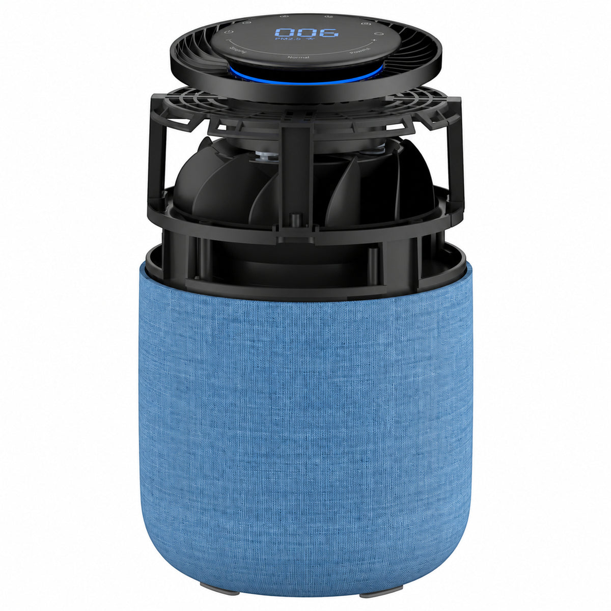 Purificator de aer Evoair, Joy, Wi-Fi, Filtru 4in1, True Hepa, Carbon Activ, Prefiltru Textil, 10 viteze, Monitorizare PM2.5, Mod Noapte, Blocare Ecran, Lumină Ambientală, Albastru