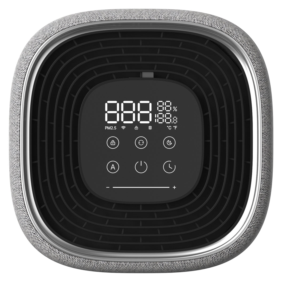 Purificator de aer Evoair, Soft, Wi-Fi, Filtru 4in1, True Hepa, Carbon Activ, Prefiltru Textil, 10 viteze, Senzor Temperatură și Umiditate, Mod Noapte, Avertizare Filtru, Lumină Ambientală, Gri