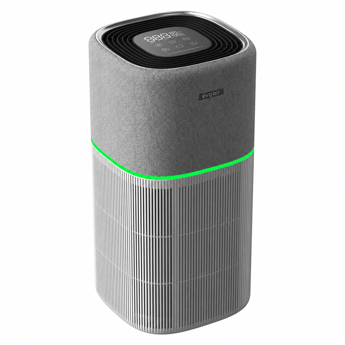 Purificator de aer Evoair, Soft, Wi-Fi, Filtru 4in1, True Hepa, Carbon Activ, Prefiltru Textil, 10 viteze, Senzor Temperatură și Umiditate, Mod Noapte, Avertizare Filtru, Lumină Ambientală, Gri