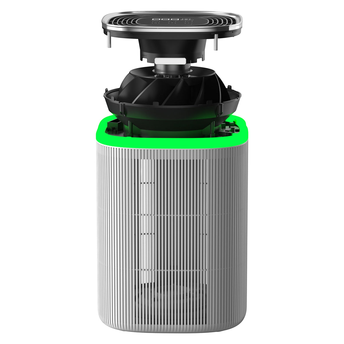Purificator de aer Evoair, Soft, Wi-Fi, Filtru 4in1, True Hepa, Carbon Activ, Prefiltru Textil, 10 viteze, Senzor Temperatură și Umiditate, Mod Noapte, Avertizare Filtru, Lumină Ambientală, Gri