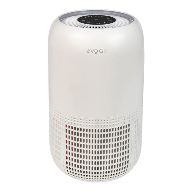 Purificator de aer Evoair, Yuvo, Lampă UV-C, Filtru 3in1, True Hepa, Carbon Activ, Pre-filtru, 4 viteze, Funcție Polen/Animale, Mod Noapte, Blocare Ecran, Lumină Ambientală, Alb