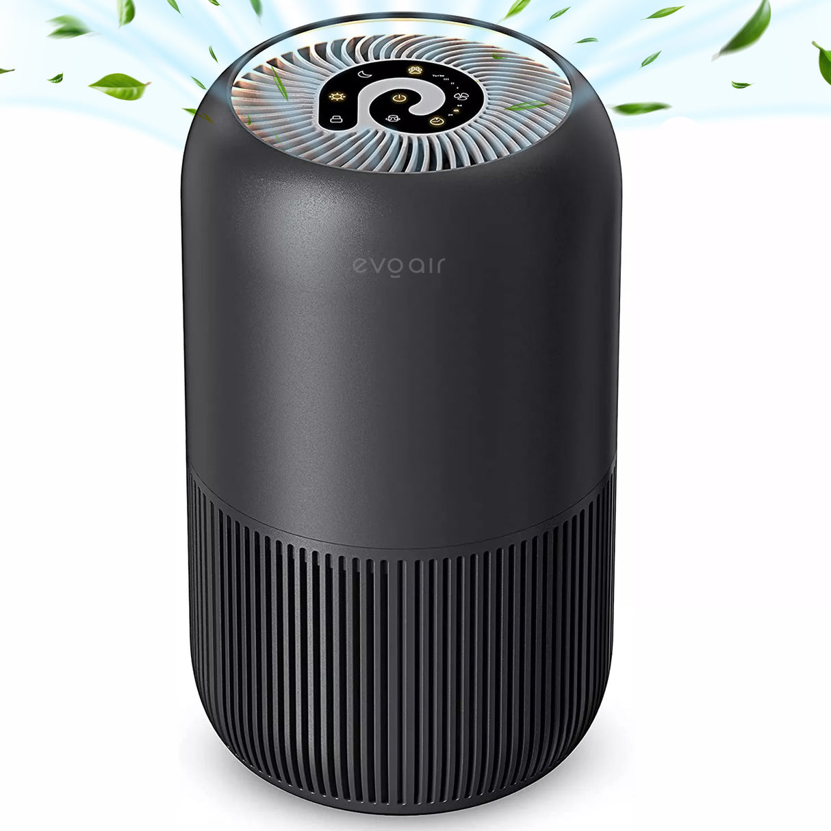 Resigilat! Purificator de aer Evoair, YuvoSpin, Lampă UV-C, Filtru 3in1, True Hepa, Carbon Activ, Pre-filtru, 4 viteze, Funcție Polen/Animale, Mod Noapte, Blocare Ecran, Lumină Ambientală, Negru, Filtru Desfăcut