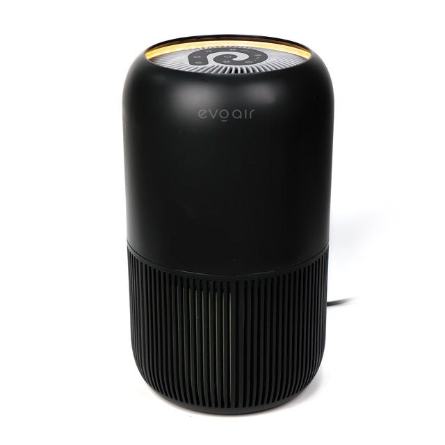 Purificator de aer Evoair, YuvoSpin, Lampă UV-C, Filtru 3in1, True Hepa, Carbon Activ, Pre-filtru, 4 viteze, Funcție Polen/Animale, Mod Noapte, Blocare Ecran, Lumină Ambientală, Negru