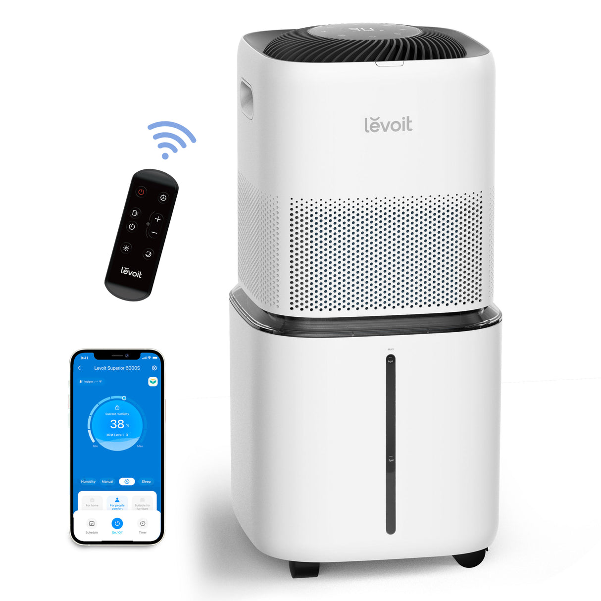 Umidificator de Aer cu Evaporare LEVOIT Superior 6000S Smart, Rezervor 23 litri, Autonomie 72 ore, Control voce, Telecomanda