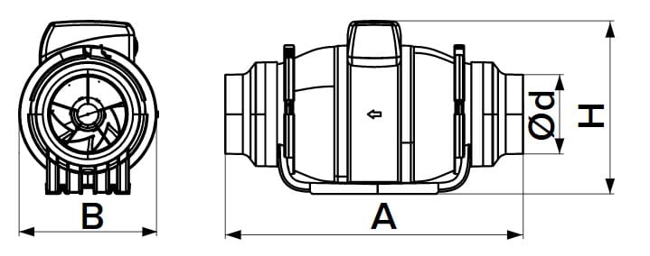 TYPHOON 150 2SP - Ventilator axial de tubulatura TYPHOON 150 2SP, Debit 340mc/h, 2 Trepte de viteze, Diametru Ø150mm