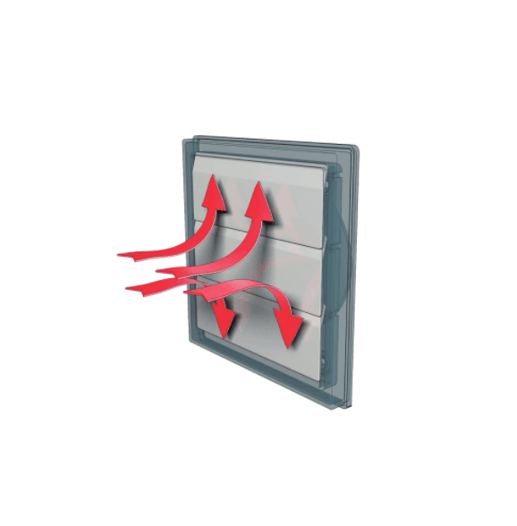 Grila ventilatie Ø100mm patrata cu jaluzele gravitationale, exterior 150x150, ASA plastic Beige