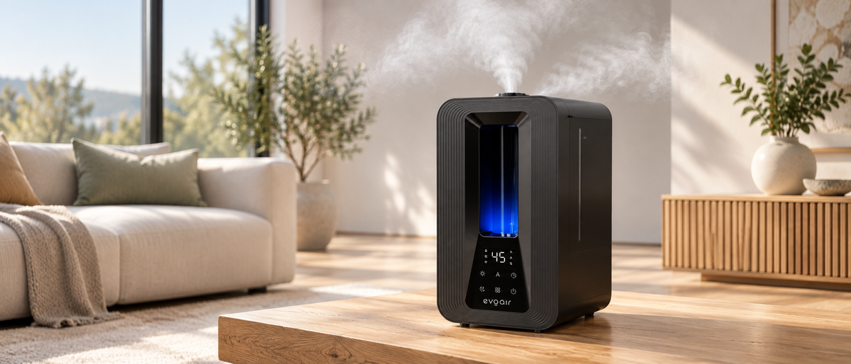 Resigilat! Umidificator Evoair Misto Smart, Wifi, Rezervor 5 L, Capacitate de umidificare 250 ml/h, Senzor de Umiditate, Lumină ambientală RGB, Negru