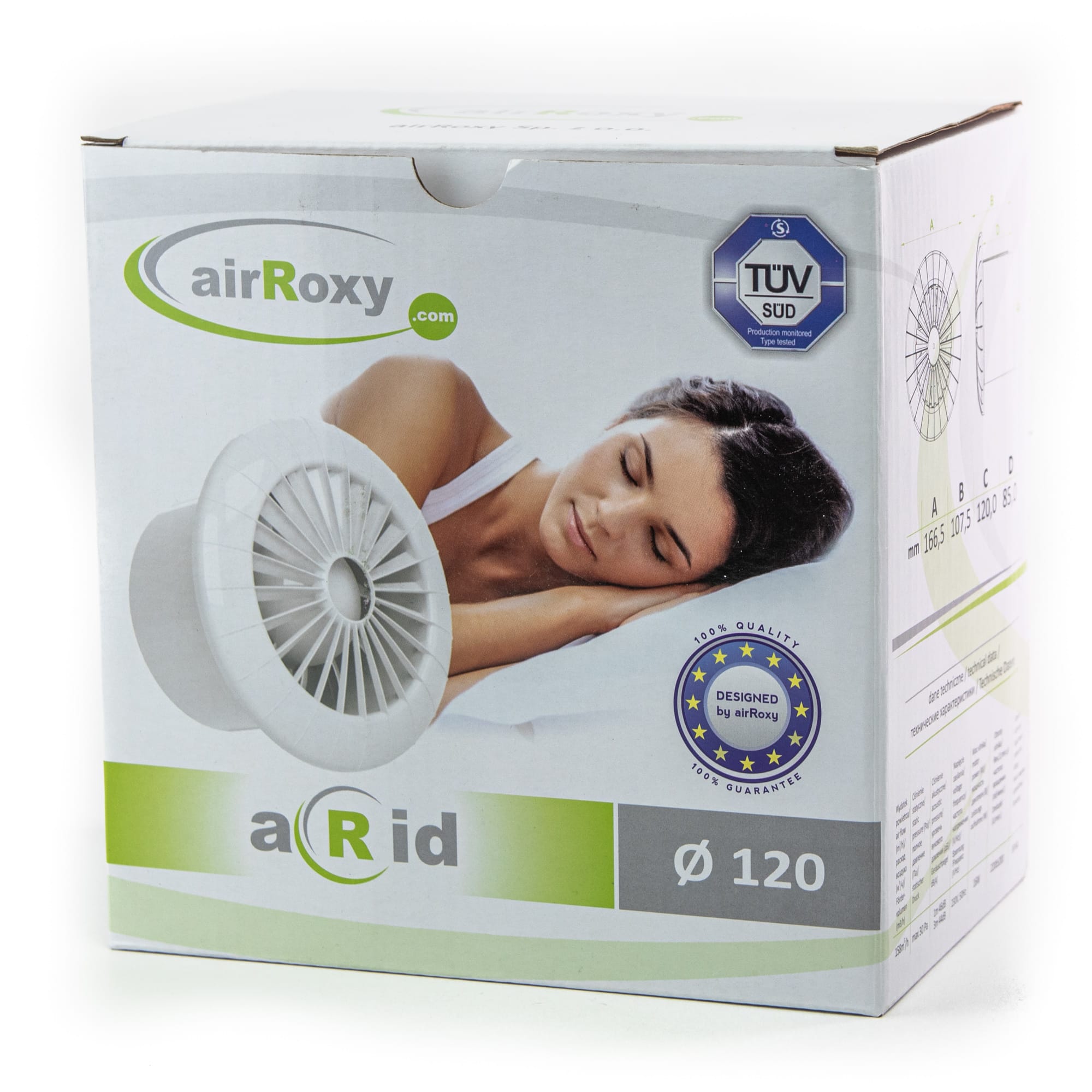 Ventilator baie cu montaj in tavan aRid Ø 150 HS, Debit 257 mc/h, Senzor de umiditate, Timer, Alb