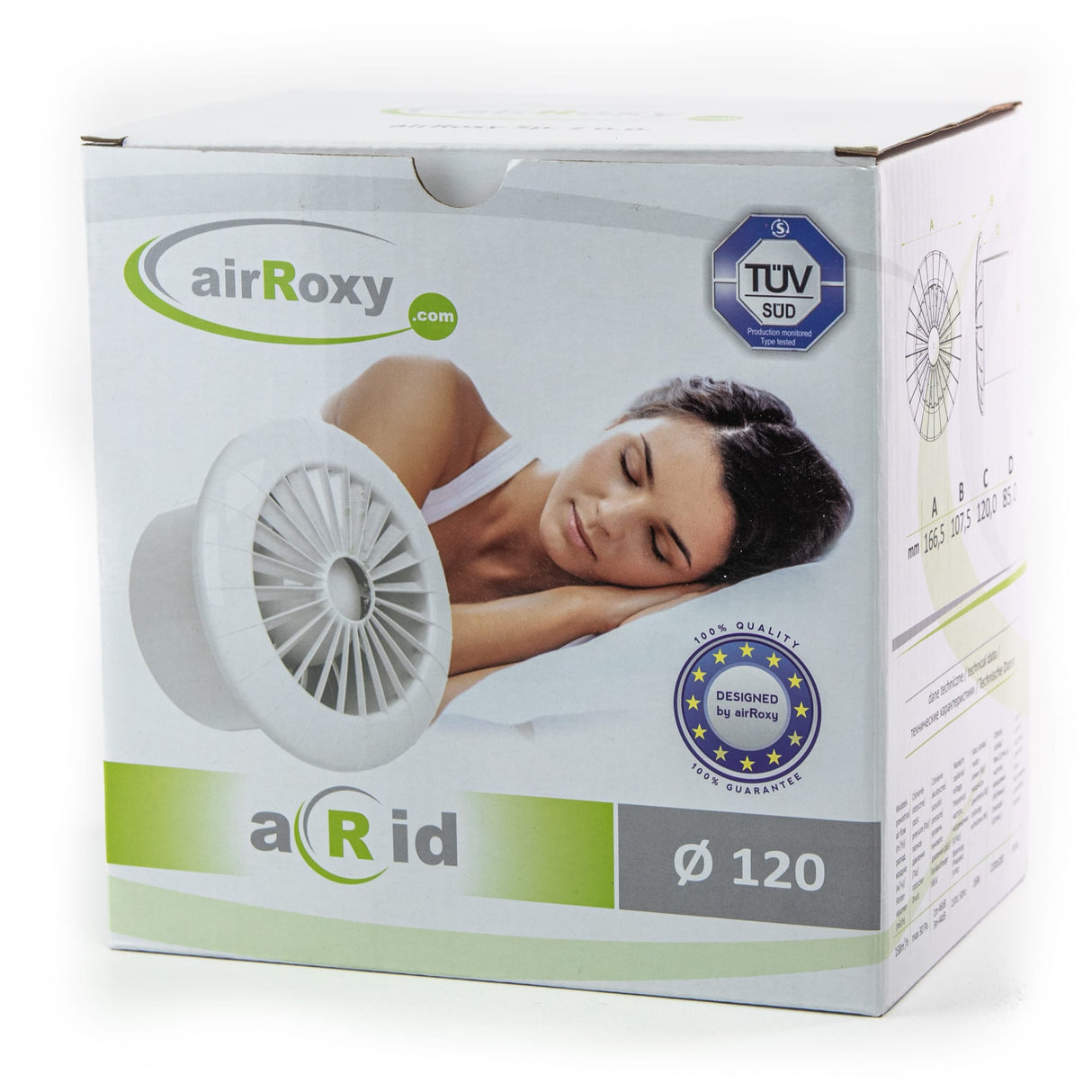 Ventilator baie cu montaj in tavan aRid Ø 150 HS, Debit 257 mc/h, Senzor de umiditate, Timer, Alb