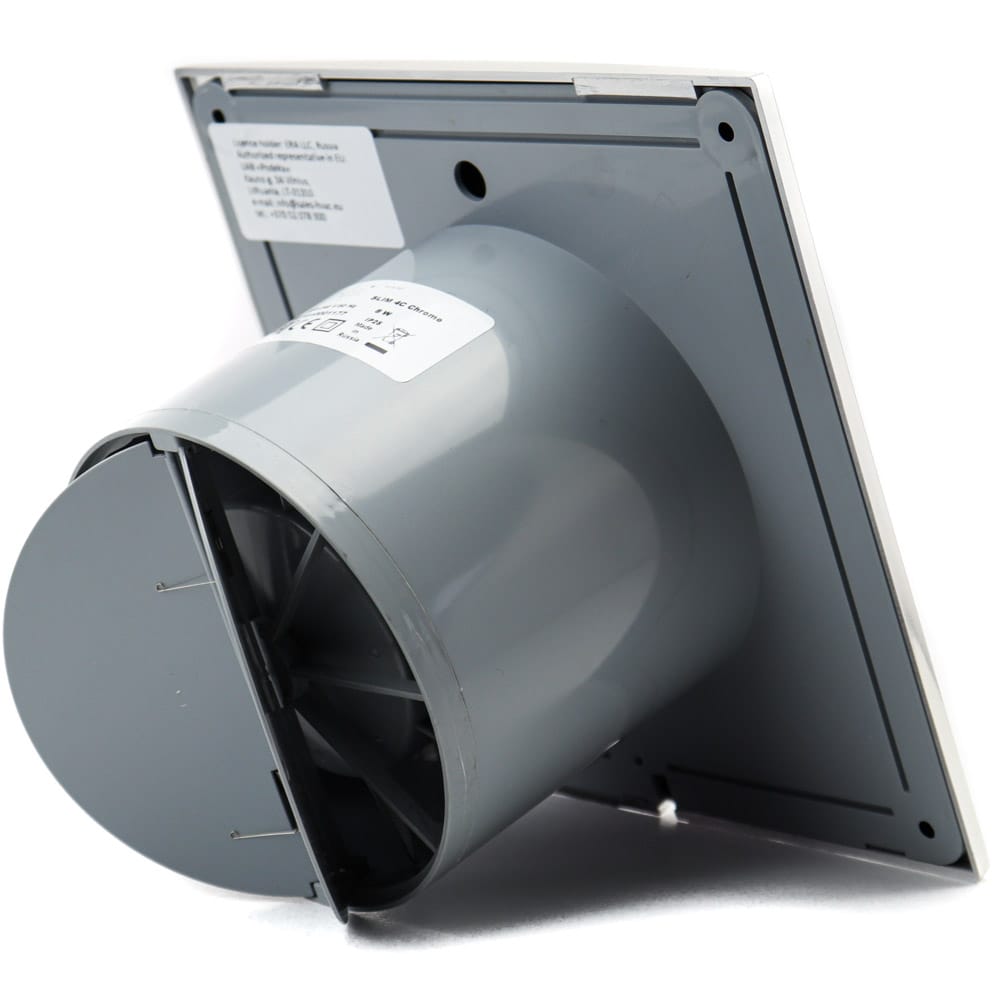 Resigilat! Ventilator baie SLIM 5C Ø125, Super Silent, Clapetă antiretur, Garanție 2 ani, Motor Long Life 40000h, Debit 140mc/h, Chrome