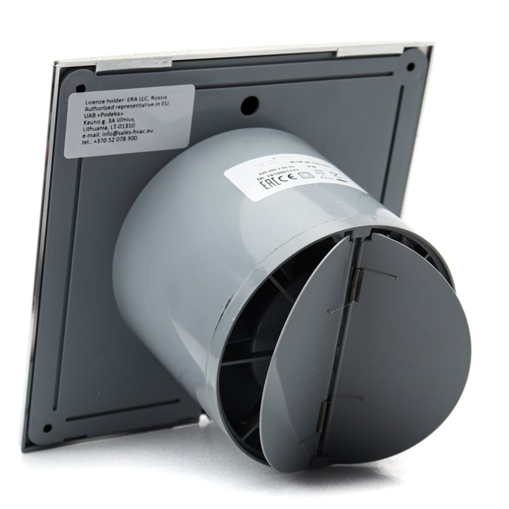 Resigilat! Ventilator baie SLIM 5C Ø125, Super Silent, Clapetă antiretur, Garanție 2 ani, Motor Long Life 40000h, Debit 140mc/h, Chrome