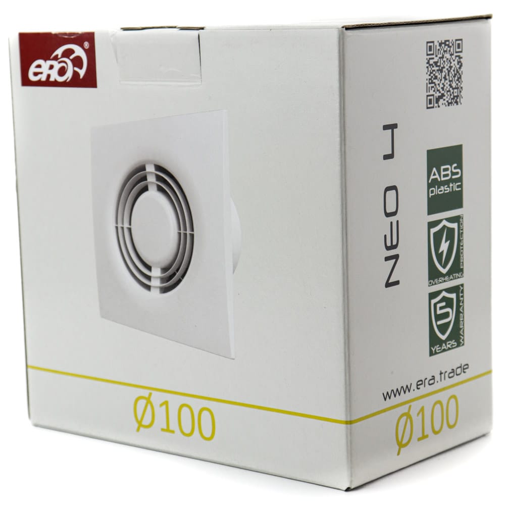 Ventilator baie NEO 4S C Mre, Timer, Functie Fusion Logic, Plasa antiinsecte, Garantie 2 ani, Debit 90mc/h, Diametru Ø100mm