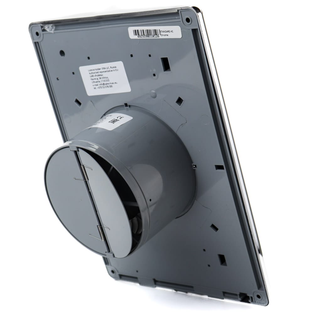 Ventilator baie STANDARD 4C Ø100, Silent, Garantie 2 ani, Debit 100mc/h, Clapeta antiretur, Motor Long Life 40000h, Gray Metal