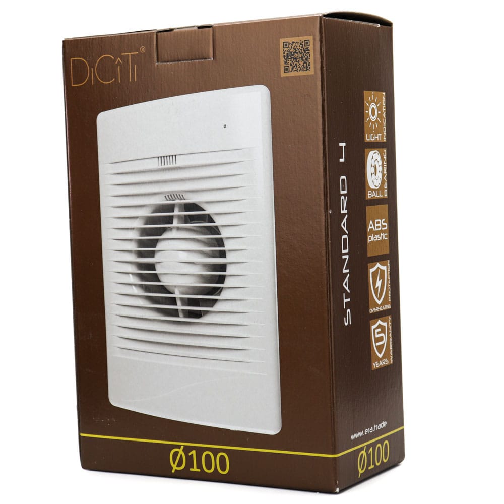 Ventilator baie STANDARD 4C Ø100, Silent, Garantie 2 ani, Debit 100mc/h, Clapeta antiretur, Motor Long Life 40000h, Gold