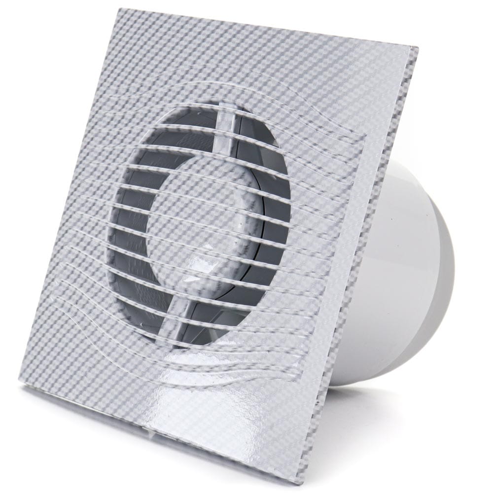 Ventilator baie SLIM 4C Ø100, Super Silent, Clapeta antiretur, Garantie 2 ani, Motor Long Life 40000h, Debit 90mc/h, White Carbon