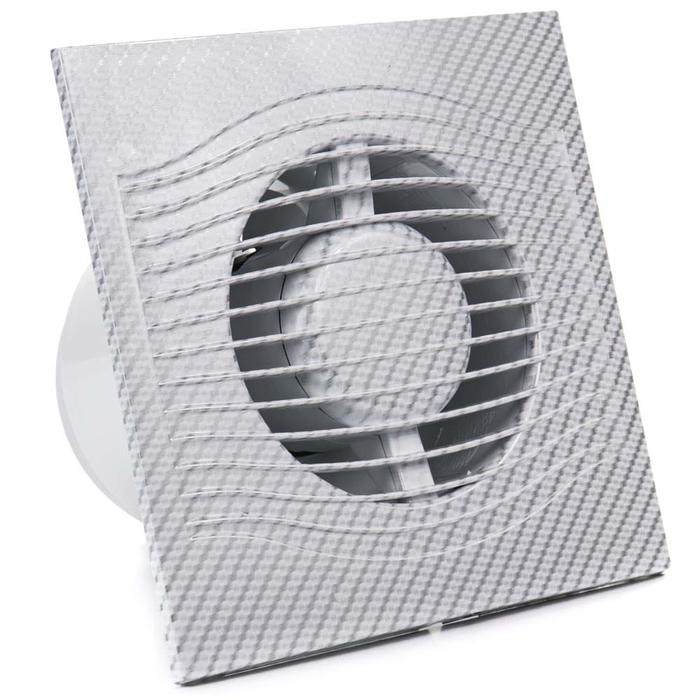 Ventilator baie SLIM 4C Ø100, Super Silent, Clapeta antiretur, Garantie 2 ani, Motor Long Life 40000h, Debit 90mc/h, White Carbon