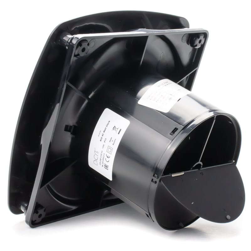 Ventilator de baie Rio 4C Matt Black Debit 100 m3/h, Diametru Ø98, Clapeta antiretur, Matt Black