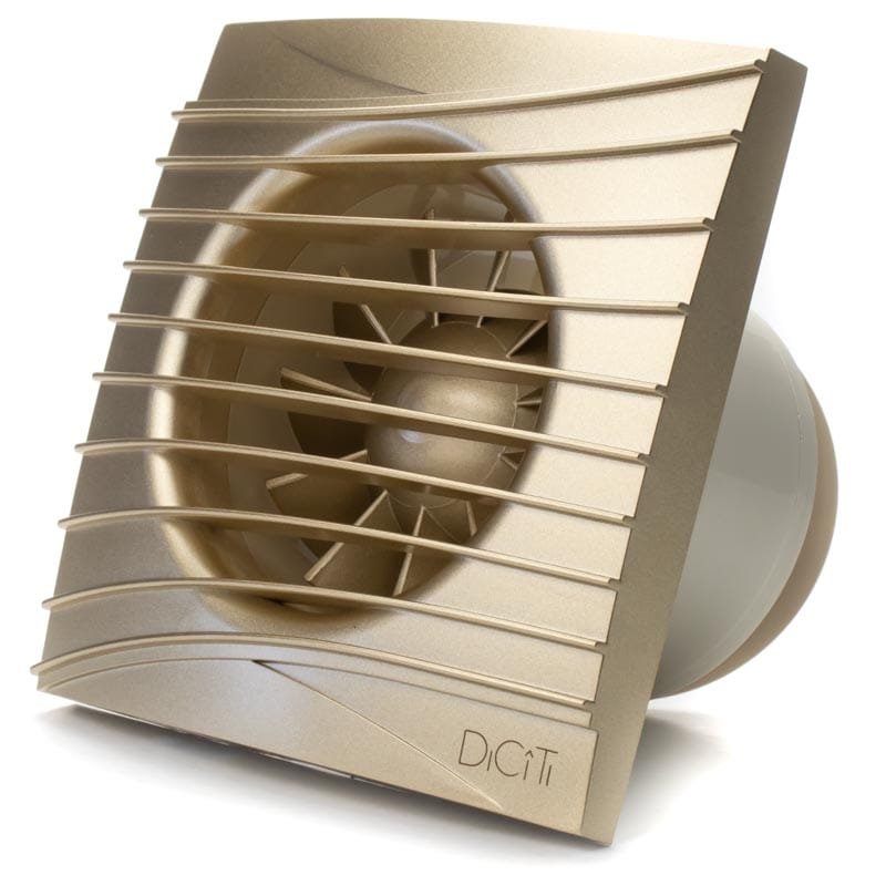 Ventilator baie SILENT 4C CHAMPAGNE, Super Silent, Clapeta antiretur, Motor Long Life 40000h, Debit 90mc/h, Ø100mm