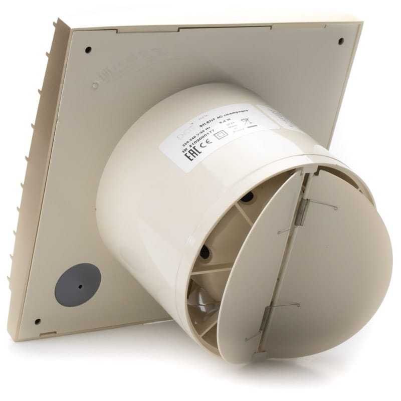 Ventilator baie SILENT 4C CHAMPAGNE, Super Silent, Clapeta antiretur, Motor Long Life 40000h, Debit 90mc/h, Ø100mm