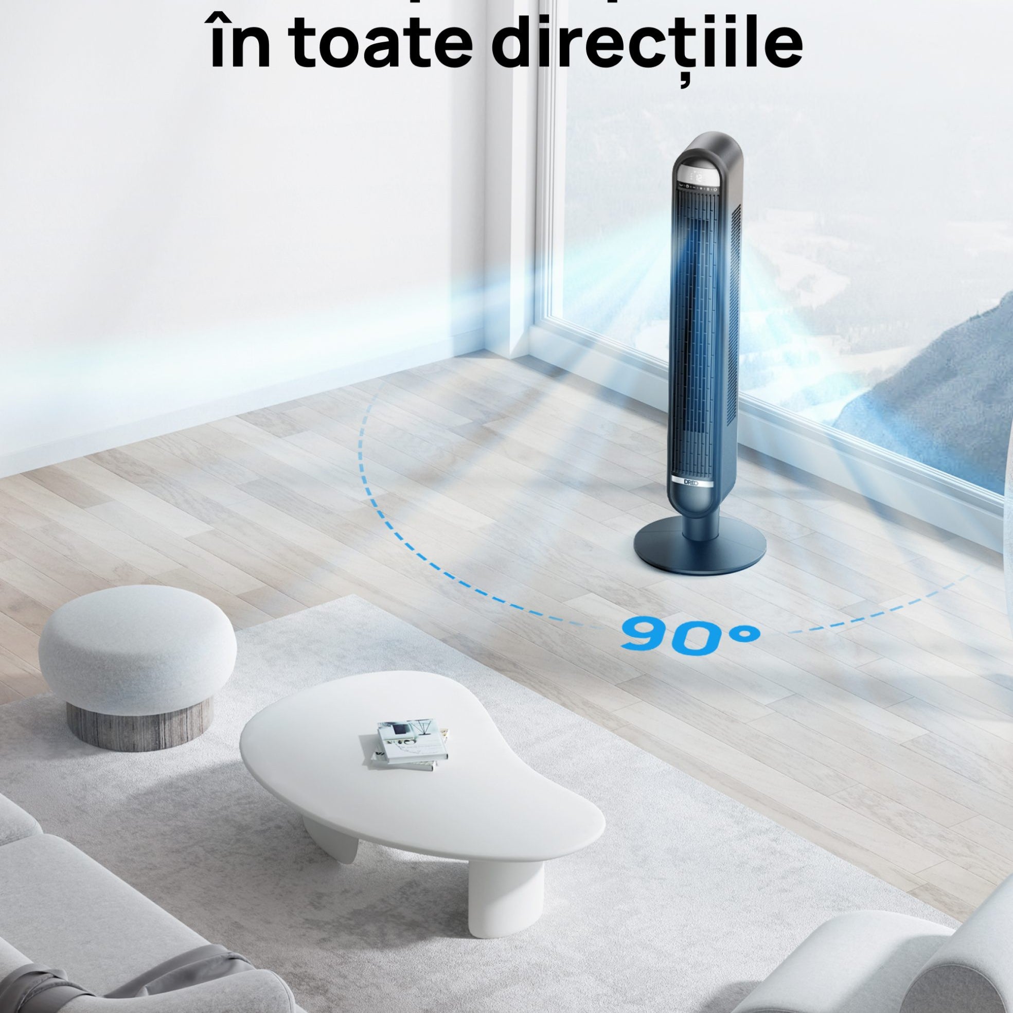 Ventilator Turn DREO Cruiser DR-HTF019, 6 viteze, 4 functii,106cm, HyperSilent 30dB, oscilatie 90°,telecomanda, negru