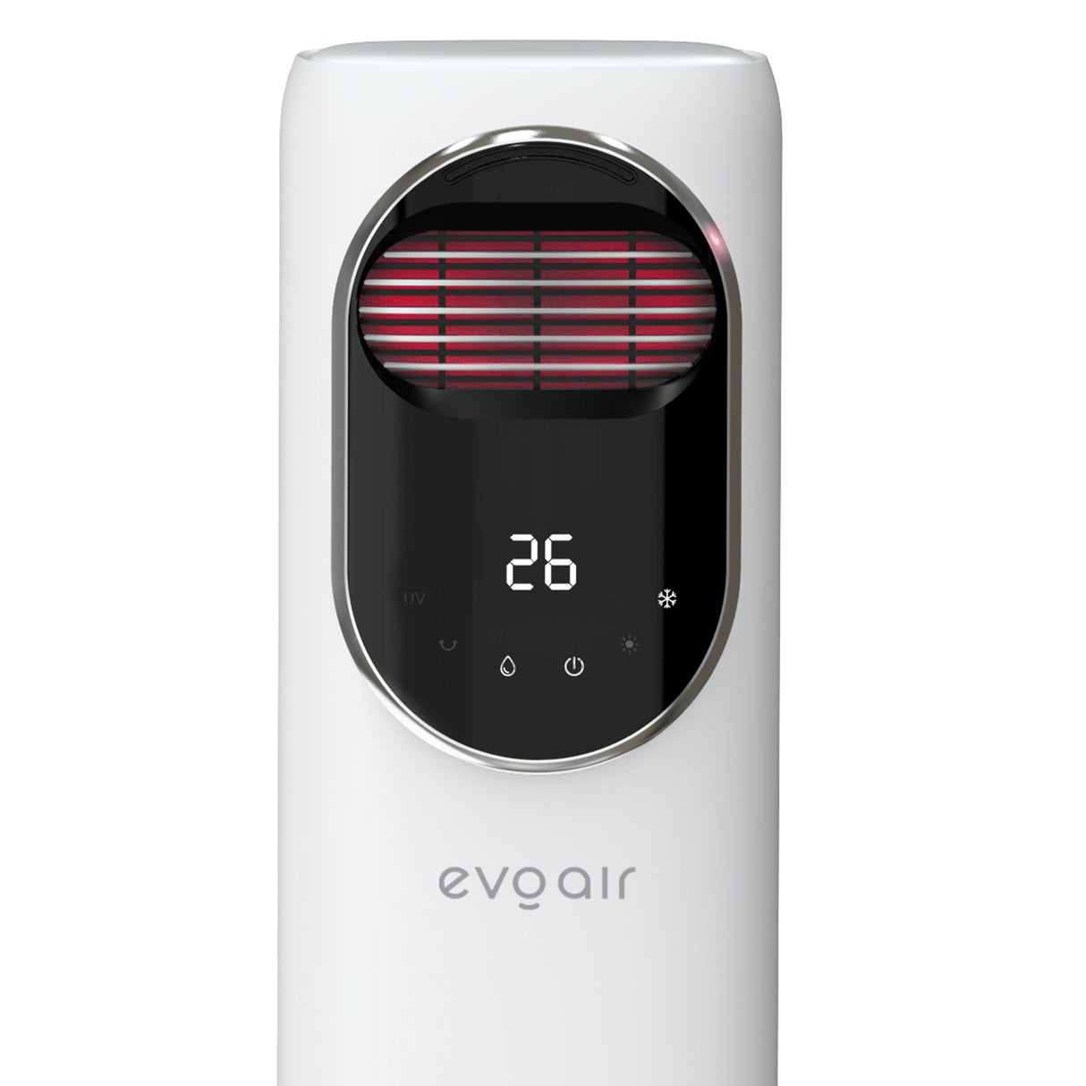Ventilator turn 4 in 1 Evoair BRIIS SILVER BLACK, Functie Incalzire/Racire/Umidificare/Sterilizare UV, Telecomanda, 5 viteze, Pastile Racire 2+2 Cadou, Rezervor 3.15l, Display Negru, Contur Argintiu