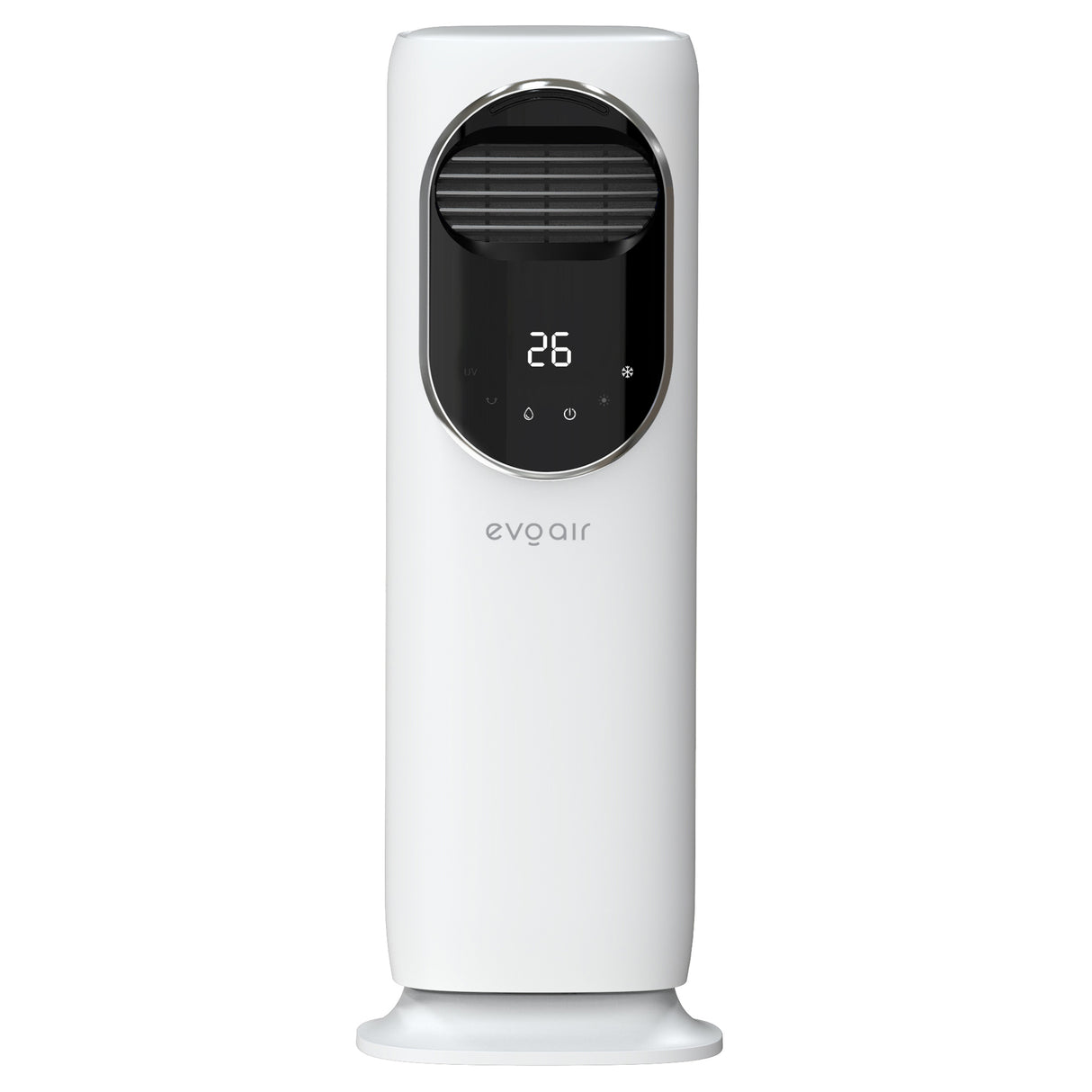Ventilator turn 4 in 1 Evoair BRIIS SILVER BLACK, Functie Incalzire/Racire/Umidificare/Sterilizare UV, Telecomanda, 5 viteze, Pastile Racire 2+2 Cadou, Rezervor 3.15l, Display Negru, Contur Argintiu