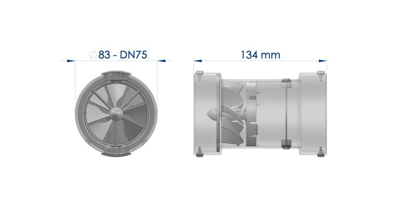 Clapeta reglaj debit Metrovent cu afisaj debit de aer, Diametru Ø75mm