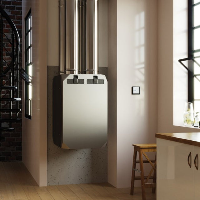 Centrală de ventilație cu recuperare de căldura BSK NOTUS 350 V1, cu preheater de 1000W, pentru perete