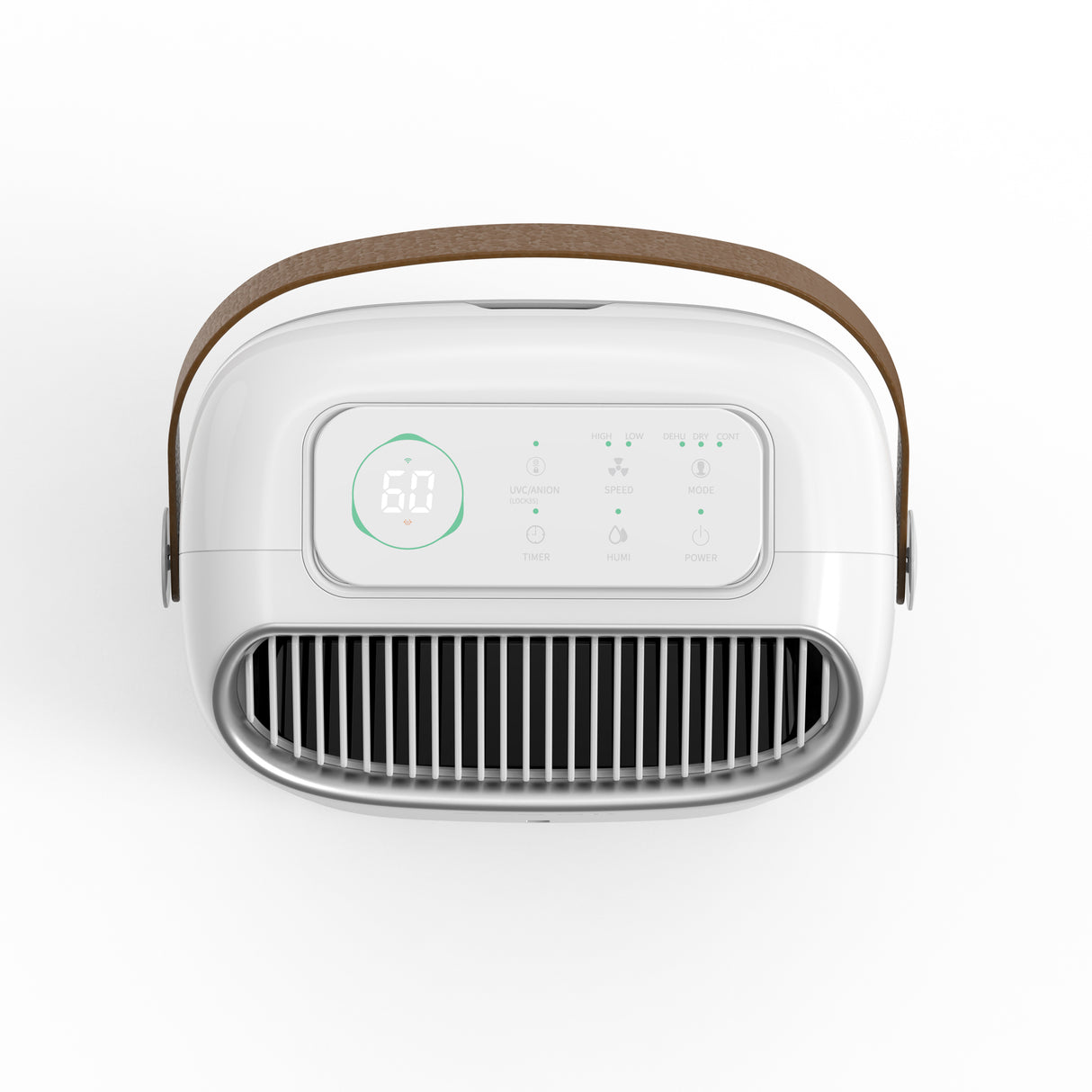 Dezumidificator Evoair, NovaDry 16 Smart, 16l/24h, Senzor de Umiditate, Functie Ionizare, Uscare Rufe, Rezervor 2.5l, Lampa UVC, Alb, Curea Maro