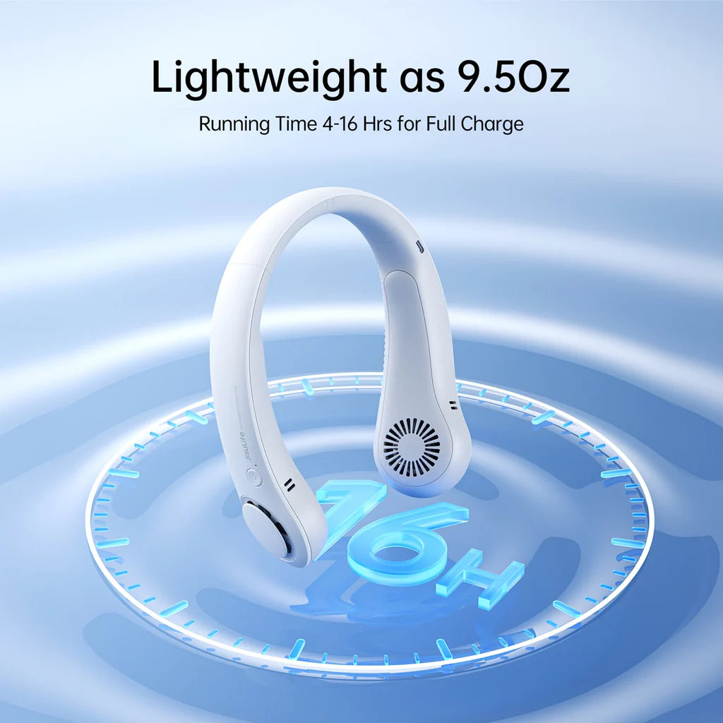 Ventilator portabil de gât JISULIFE Life3, autonomie 3-16h, baterie 4000mAh, 3 viteze, încărcare rapidă, Verde închis