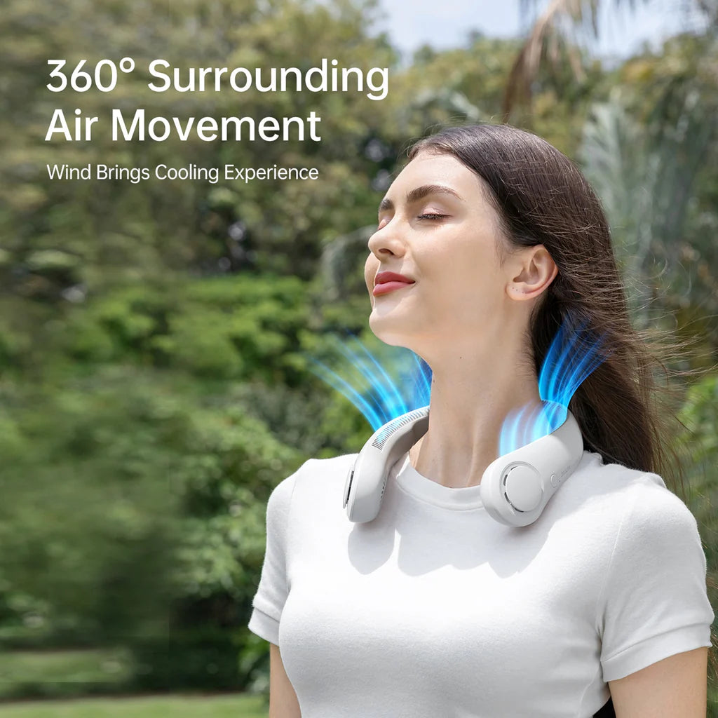 Ventilator portabil de gât JISULIFE Life3,autonomie 3-16h, baterie 4000mAh, 3 viteze, încărcare rapidă, Gri