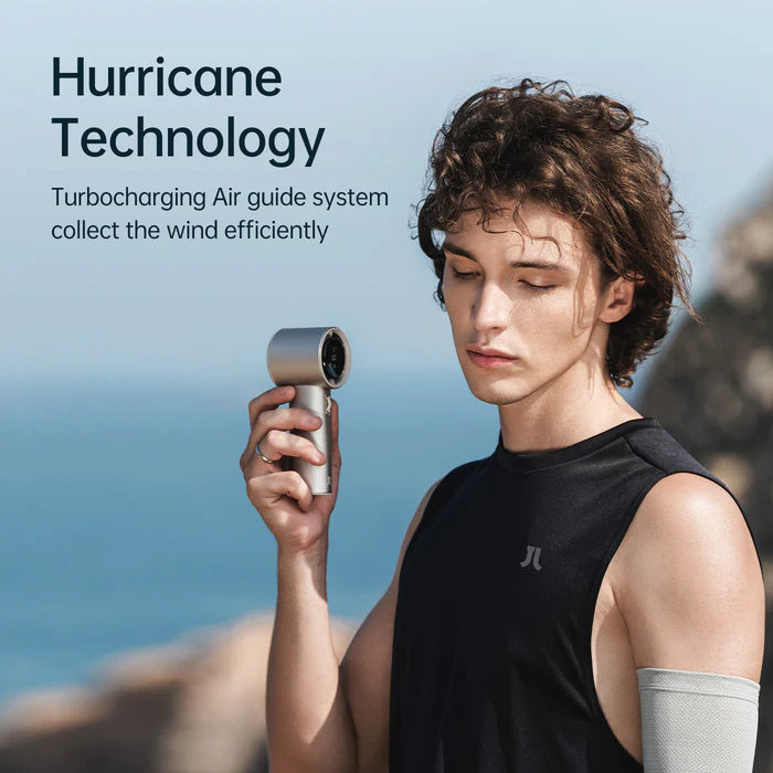 Ventilator portabil de mână JISULIFE Pro1, autonomie 2-12h, baterie 3600mAh, 100 viteze, încărcare rapidă, Afișaj LED, Alb