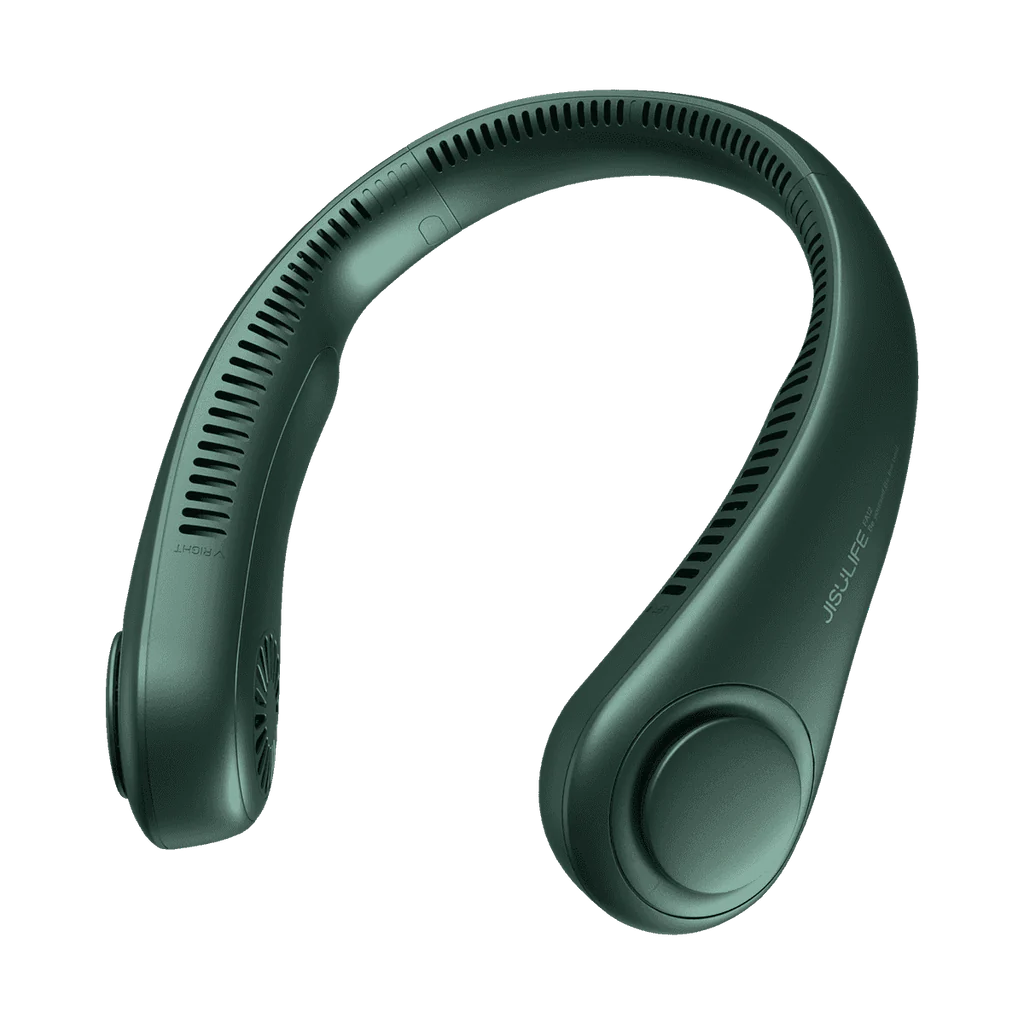 Ventilator portabil de gât JISULIFE Life3, autonomie 3-16h, baterie 4000mAh, 3 viteze, încărcare rapidă, Verde închis