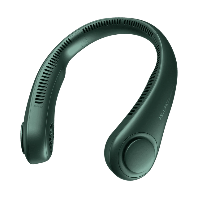 Ventilator portabil de gât JISULIFE Life3, autonomie 3-16h, baterie 4000mAh, 3 viteze, încărcare rapidă, Verde închis