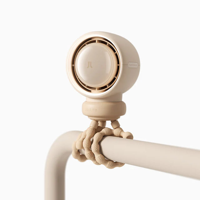 Ventilator portabil pentru cărucior JISULIFE, Life 2, autonomie 2-11.5h, baterie 4000mAh, 5 viteze, încărcare rapidă, Bej