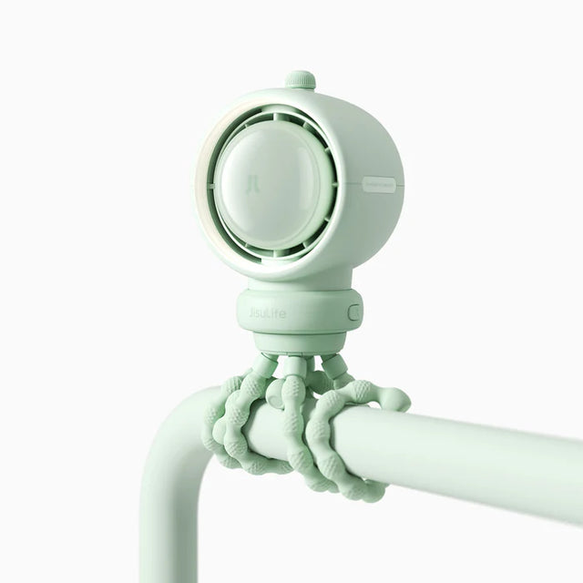 Ventilator portabil pentru cărucior JISULIFE, Life 2S autonomie 2.5-12.5h, baterie 5000mAh, 100 viteze, încărcare rapidă, Filtru pentru purificare aer, Verde mentă